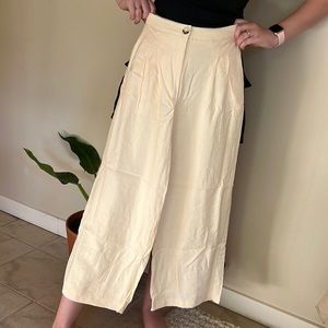 Topshop Wide Leg Cream Culotte Pants